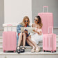 Kono 3 Piece Luggage Set 20/24/28 Inch Sleek Striped Expandable ABS+PC Suitcase with TSA Lock And Four Spinner Wheels - Pink