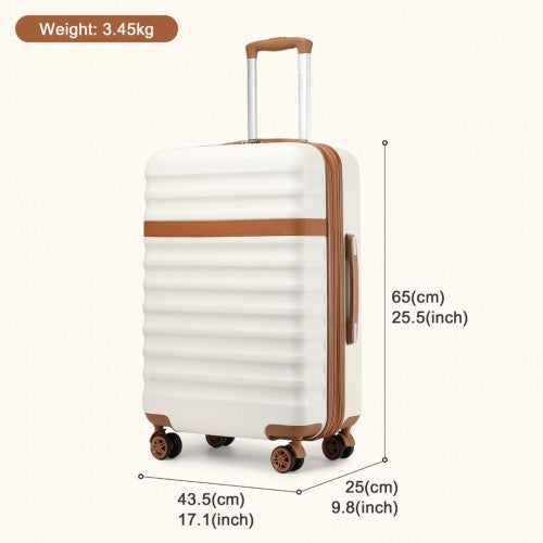 Kono 24 Inch Expandable Lightweight Hard Shell ABS+PC Check-In Suitcase with TSA Lock Ideal for Extended Trips and Secure Travel - Cream And Brown