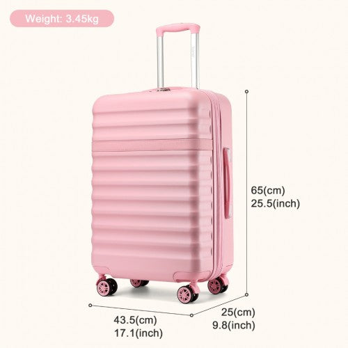 Kono 24 Inch Expandable Lightweight Hard Shell ABS+PC Check-In Suitcase with TSA Lock Ideal for Extended Trips and Secure Travel - Pink