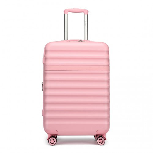 Kono 28 Inch Expandable Lightweight Hard Shell ABS+PC Check-In Suitcase with TSA Lock Ideal for Extended Trips and Secure Travel - Pink