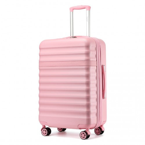 Kono 28 Inch Expandable Lightweight Hard Shell ABS+PC Check-In Suitcase with TSA Lock Ideal for Extended Trips and Secure Travel - Pink