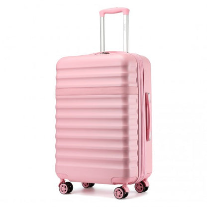 Kono 28 Inch Expandable Lightweight Hard Shell ABS+PC Check-In Suitcase with TSA Lock Ideal for Extended Trips and Secure Travel - Pink