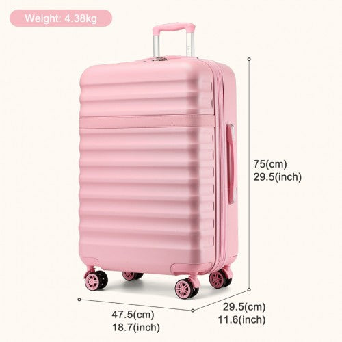 Kono 28 Inch Expandable Lightweight Hard Shell ABS+PC Check-In Suitcase with TSA Lock Ideal for Extended Trips and Secure Travel - Pink