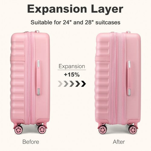 Kono 28 Inch Expandable Lightweight Hard Shell ABS+PC Check-In Suitcase with TSA Lock Ideal for Extended Trips and Secure Travel - Pink