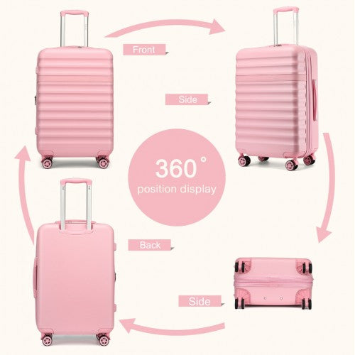 Kono 24 Inch Expandable Lightweight Hard Shell ABS+PC Check-In Suitcase with TSA Lock Ideal for Extended Trips and Secure Travel - Pink