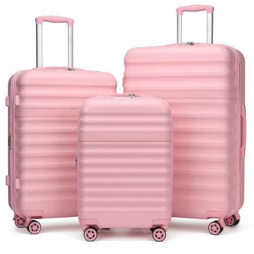 Kono 3-Piece Expandable Luggage Set 20"/24"/28" Durable Hard Shell ABS+PC Suitcases with TSA Lock for Secure Travel - Pink