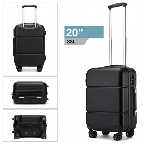 Kono 20 Inch Premium ABS Cabin Carry-On Suitcase with Secure Combination Lock for Effortless Travel - Black