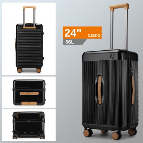 Kono 24 Inch Premium Hard Shell Check-In Suitcase Durable ABS and PC with TSA Lock and Multi-Handle Design for Effortless Travel - Black/Brown