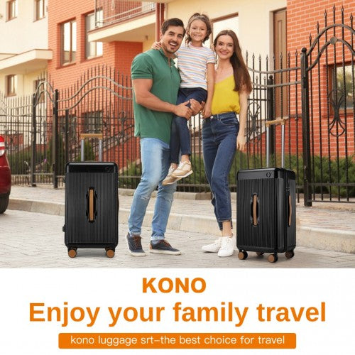 Kono 24 Inch Premium Hard Shell Check-In Suitcase Durable ABS and PC with TSA Lock and Multi-Handle Design for Effortless Travel - Black/Brown