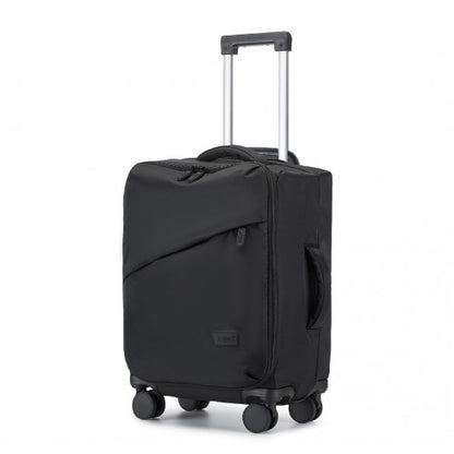 Kono 20 Inch Lightweight Soft Shell Carry On Cabin Size Suitcase with TSA Lock - Black