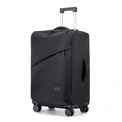 Kono 24 Inch Lightweight Durable Soft Shell Suitcase with TSA Lock and Separate Wet/Dry Compartment - Black