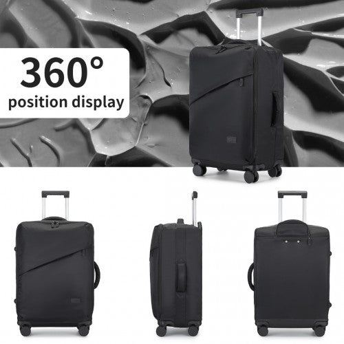 Kono 28 Inch Lightweight Durable Soft Shell Suitcase with TSA Lock and Separate Wet/Dry Compartment - Black