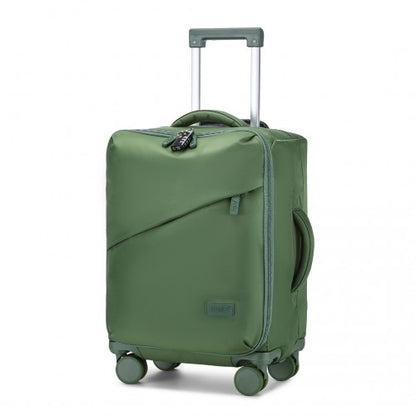 Kono 20 Inch Lightweight Soft Shell Carry On Cabin Size Suitcase with TSA Lock - Green