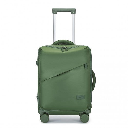 Kono 20 Inch Lightweight Soft Shell Carry On Cabin Size Suitcase with TSA Lock - Green