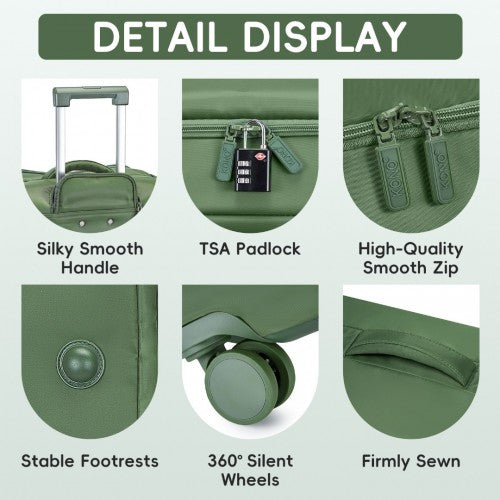 Kono 24 Inch Lightweight Durable Soft Shell Suitcase with TSA Lock and Separate Wet/Dry Compartment - Green