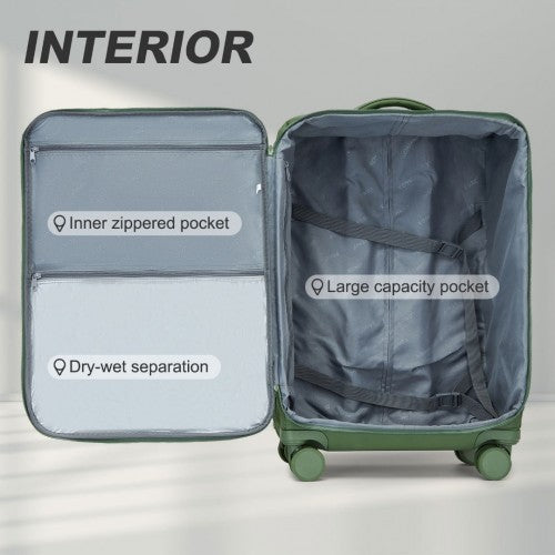 Kono 24 Inch Lightweight Durable Soft Shell Suitcase with TSA Lock and Separate Wet/Dry Compartment - Green