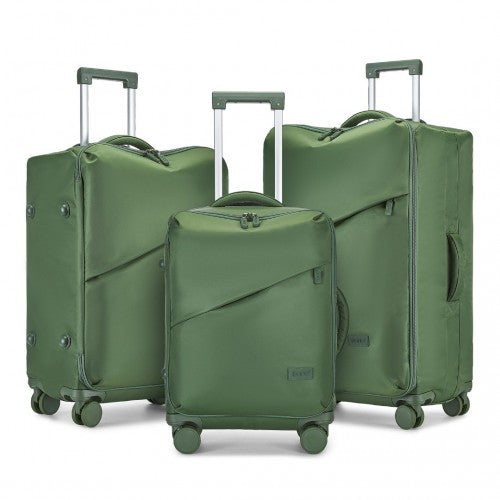 Kono 3-Piece 20/24/28 Inch Lightweight Durable Soft Shell Suitcase Set with TSA Lock and Separate Wet/Dry Compartment - Green