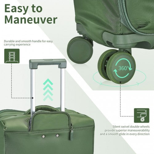 Kono 3-Piece 20/24/28 Inch Lightweight Durable Soft Shell Suitcase Set with TSA Lock and Separate Wet/Dry Compartment - Green