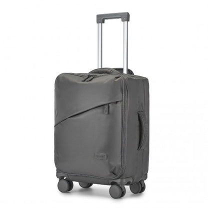 Kono 20 Inch Lightweight Soft Shell Carry On Cabin Size Suitcase with TSA Lock - Grey