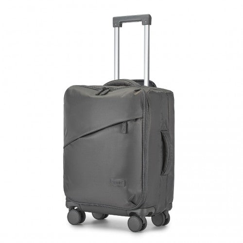 Kono 20 Inch Lightweight Soft Shell Carry On Cabin Size Suitcase with TSA Lock - Grey