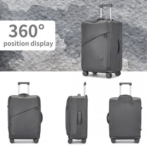 Kono 20 Inch Lightweight Soft Shell Carry On Cabin Size Suitcase with TSA Lock - Grey