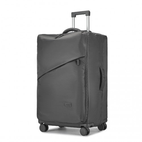 Kono 28 Inch Lightweight Durable Soft Shell Suitcase with TSA Lock and Separate Wet/Dry Compartment - Grey