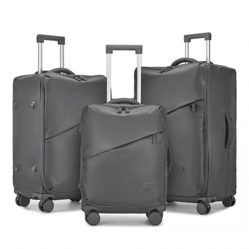 Kono 3-Piece 20/24/28 Inch Lightweight Durable Soft Shell Suitcase Set with TSA Lock and Separate Wet/Dry Compartment - Grey