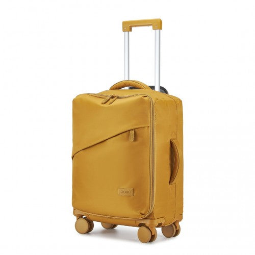 Kono 20 Inch Lightweight Soft Shell Carry On Cabin Size Suitcase with TSA Lock - Yellow