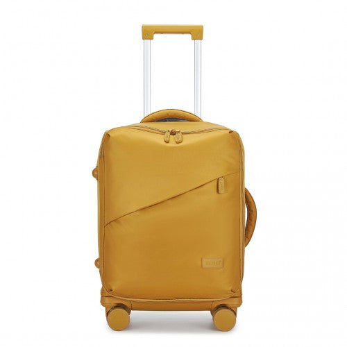 Kono 20 Inch Lightweight Soft Shell Carry On Cabin Size Suitcase with TSA Lock - Yellow