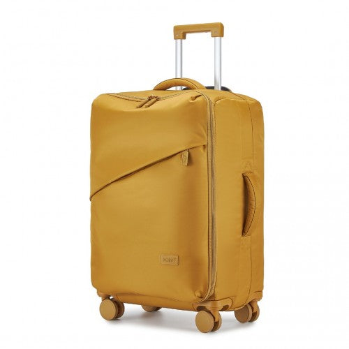 Kono 24 Inch Lightweight Durable Soft Shell Suitcase with TSA Lock and Separate Wet/Dry Compartment - Yellow