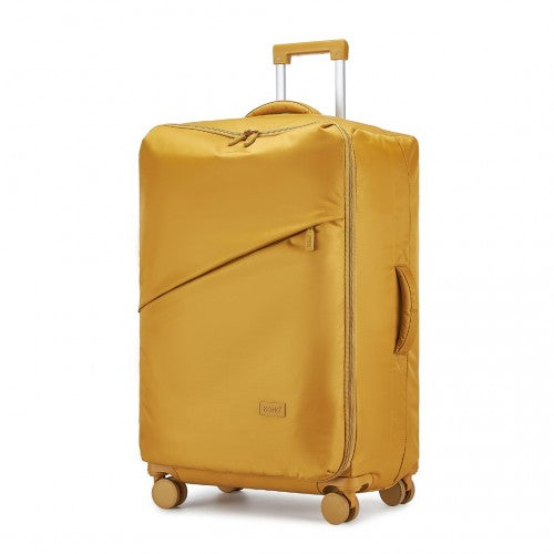 Kono 28 Inch Lightweight Durable Soft Shell Suitcase with TSA Lock and Separate Wet/Dry Compartment - Yellow