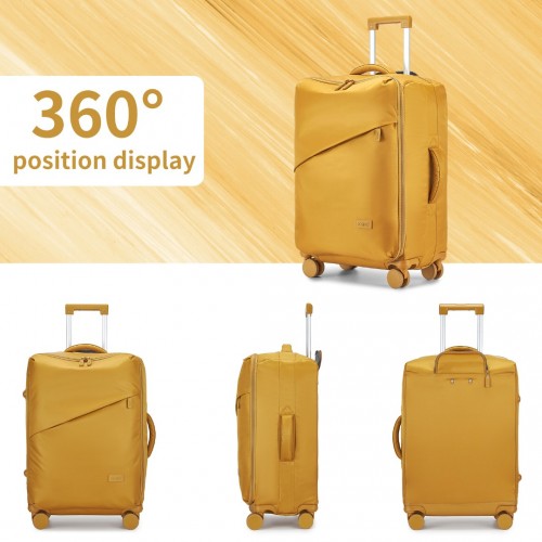 Kono 28 Inch Lightweight Durable Soft Shell Suitcase with TSA Lock and Separate Wet/Dry Compartment - Yellow