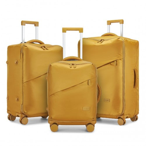 Kono 3-Piece 20/24/28 Inch Lightweight Durable Soft Shell Suitcase Set with TSA Lock and Separate Wet/Dry Compartment - Yellow