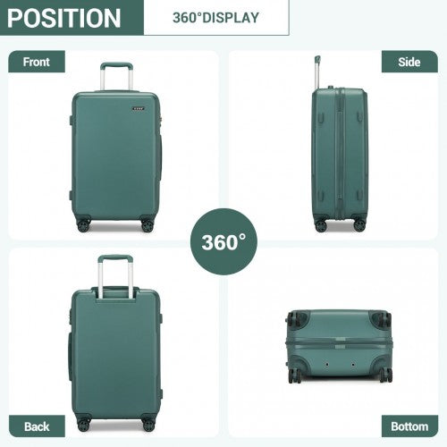 Kono 20 Inch Cabin Size Minimalist Hard Shell ABS+PC Carry-On Suitcase with TSA Lock 360° Spinner Wheels - Military Green