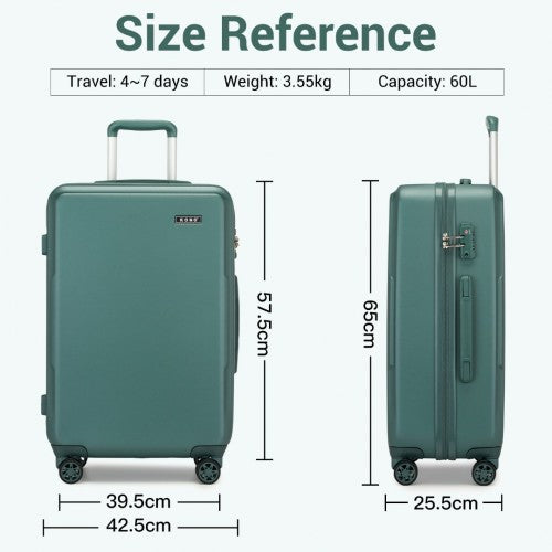 Kono 24 Inch Minimalist Hard Shell ABS+PC Check-In Suitcase with TSA Lock 360° Spinner Wheels - Military Green