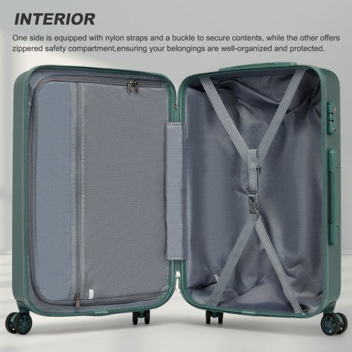 Kono 28 Inch Minimalist Hard Shell ABS+PC Check-In Suitcase with TSA Lock 360° Spinner Wheels - Military Green