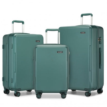 Kono 3-Piece Minimalist Hard Shell ABS+PC Luggage Set with TSA Lock and 360° Spinner Wheels - Military Green