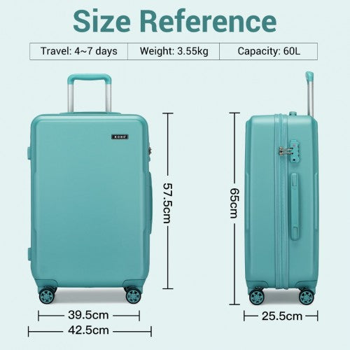 Kono 24 Inch Minimalist Hard Shell ABS+PC Check-In Suitcase with TSA Lock 360° Spinner Wheels - Blue