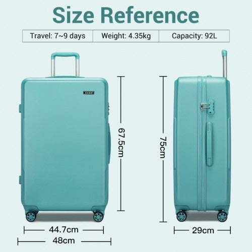 Kono 28 Inch Minimalist Hard Shell ABS+PC Check-In Suitcase with TSA Lock 360° Spinner Wheels - Blue