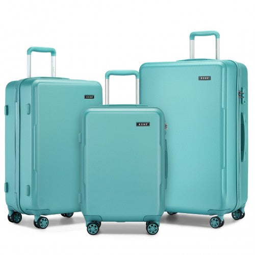 Kono 3-Piece Minimalist Hard Shell ABS+PC Luggage Set with TSA Lock and 360° Spinner Wheels - Blue