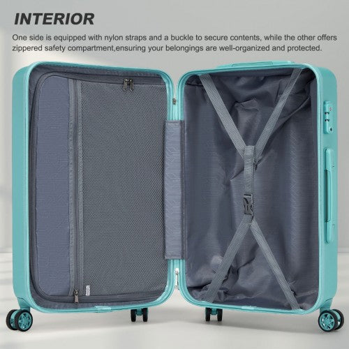 Kono 3-Piece Minimalist Hard Shell ABS+PC Luggage Set with TSA Lock and 360° Spinner Wheels - Blue