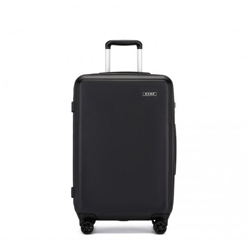 Kono 24 Inch Minimalist Hard Shell ABS+PC Check-In Suitcase with TSA Lock 360° Spinner Wheels - Black