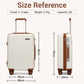 Kono 20 Inch Cabin Size Minimalist Hard Shell ABS+PC Carry-On Suitcase with TSA Lock 360° Spinner Wheels - Cream/Brown