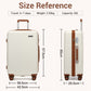 Kono 24 Inch Minimalist Hard Shell ABS+PC Check-In Suitcase with TSA Lock 360° Spinner Wheels - Cream And Brown