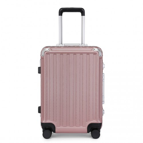 Supercase Durable 20 Inch PC Hardshell Aluminum Frame Suitcase with TSA Lock - Nude