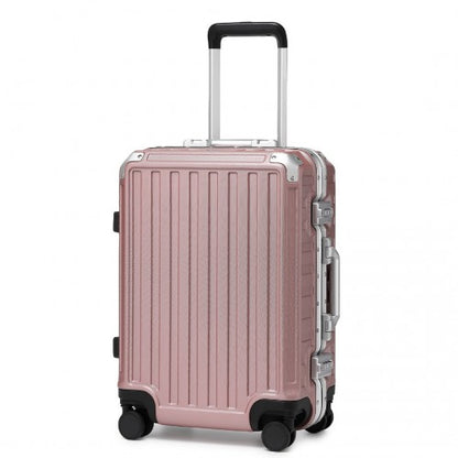 Supercase Durable 20 Inch PC Hardshell Aluminum Frame Suitcase with TSA Lock - Nude