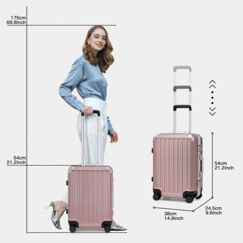 Supercase Durable 20 Inch PC Hardshell Aluminum Frame Suitcase with TSA Lock - Nude