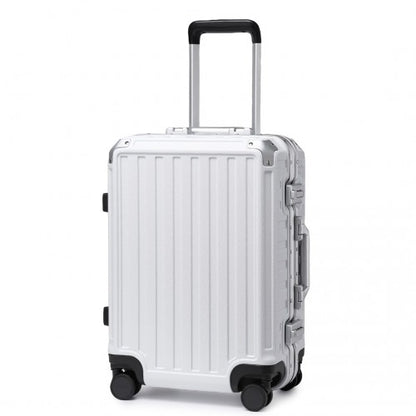 Supercase Durable 20 Inch PC Hardshell Aluminum Frame Suitcase with TSA Lock - White