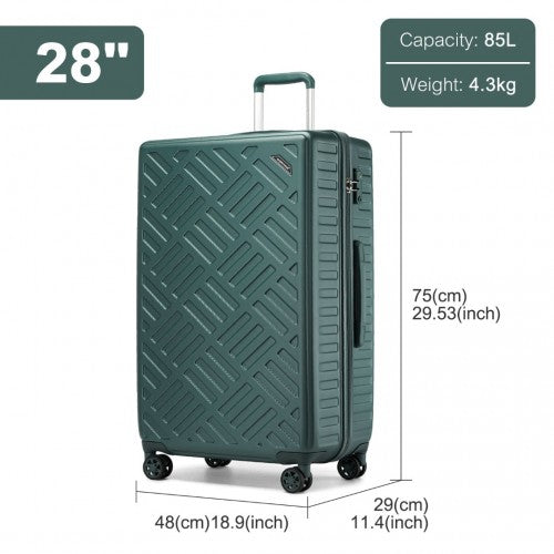 Supercase 28 Inch Sleek Geometric Pattern Hard Shell ABS+PC Check-In Suitcase with TSA Lock for Effortless Travel - Military Green