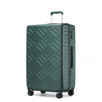 Supercase 28 Inch Sleek Geometric Pattern Hard Shell ABS+PC Check-In Suitcase with TSA Lock for Effortless Travel - Military Green